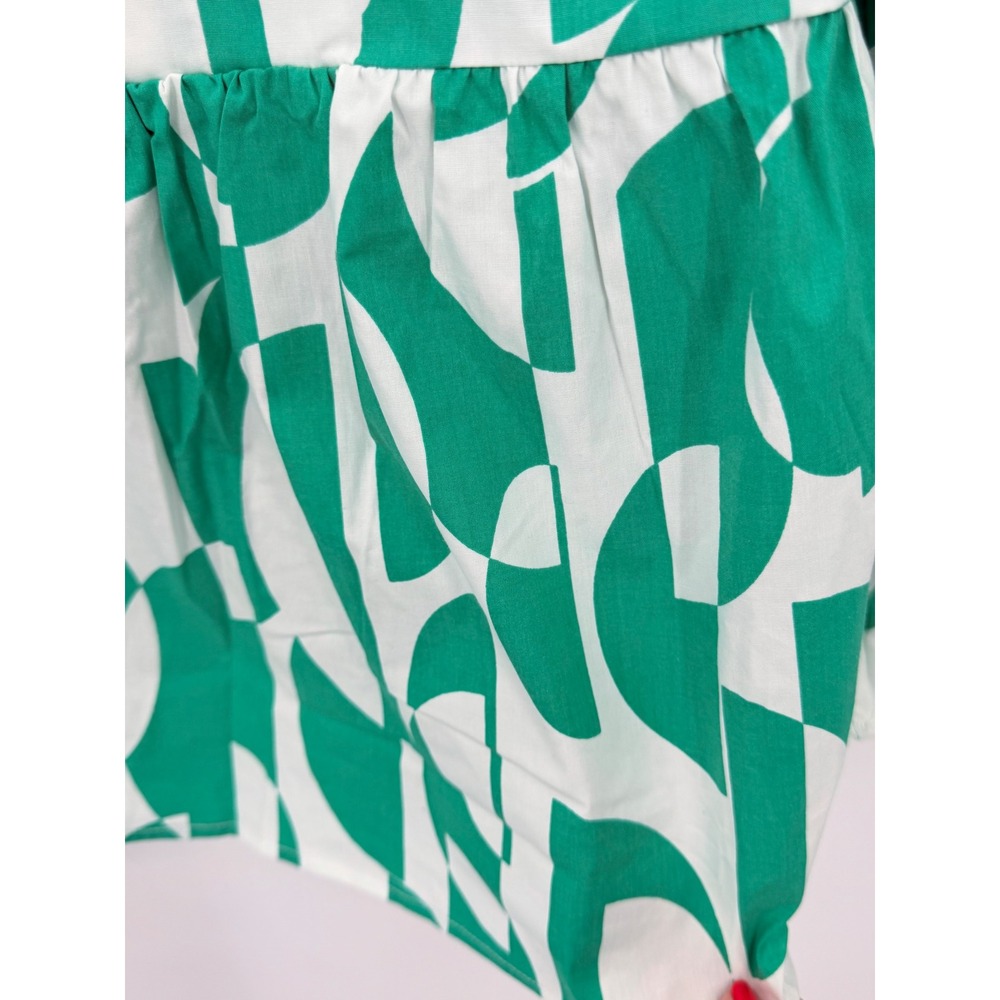 Belle by Kim Gravel Geo Goddess Blouse Womens S Green Peplum Long Sleeve Tunic - Picture 3 of 9